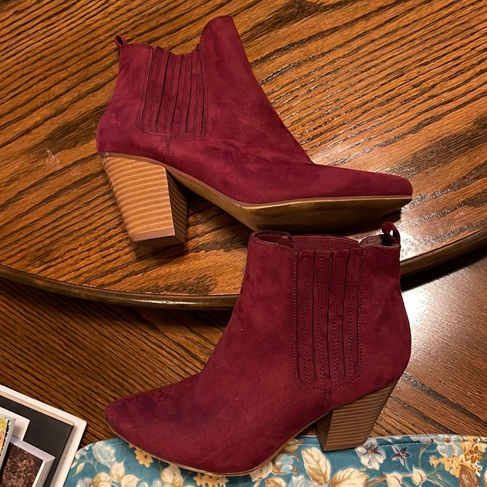 Deep burgundy booties